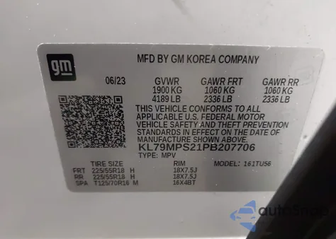 2023 Chevrolet Trailblazer Fwd Lt from USA, damaged, VIN KL79MPS21PB207706